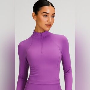 Lululemon Its Rulu Run Cropped Half Zip long sleeve pullover sweater shirt s 10